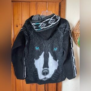 Kids Black Wolf Hoodie